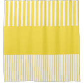 カラーポップ・アートのストライプ – レモンイエローとホワイト シャワーカーテン (正面)