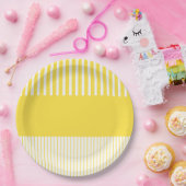 カラーポップ・アートのストライプ – レモンイエローとホワイト ペーパープレート (パーティー)