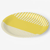 カラーポップ・アートのストライプ – レモンイエローとホワイト ペーパープレート (アングル)