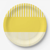 カラーポップ・アートのストライプ – レモンイエローとホワイト ペーパープレート (正面)