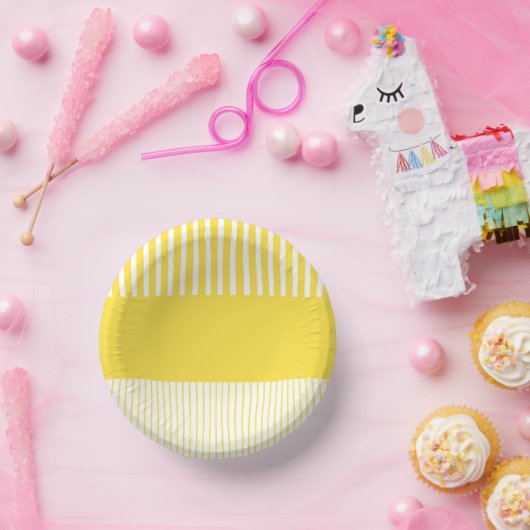 カラーポップ・アートのストライプ – レモンイエローとホワイト ペーパーボウル (パーティー)