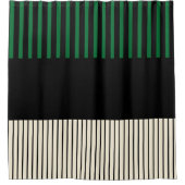 カラーポップ・アートのストライプ – 緑、クリーム、黒 シャワーカーテン (正面)