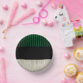 カラーポップ・アートのストライプ – 緑、クリーム、黒 ペーパーボウル (パーティー)