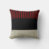 カラーポップ・アートのストライプ – 赤とクリーム クッション (正面)