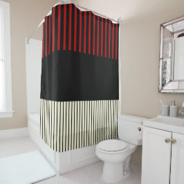 カラーポップ・アートのストライプ – 赤とクリーム シャワーカーテン