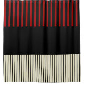 カラーポップ・アートのストライプ – 赤とクリーム シャワーカーテン (正面)