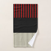 カラーポップ・アートのストライプ – 赤とクリーム バスタオルセット (ハンドタオル)