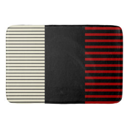 カラーポップ・アートのストライプ – 赤とクリーム バスマット