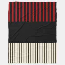 カラーポップ・アートのストライプ – 赤とクリーム フリースブランケット