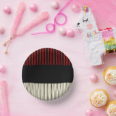 カラーポップ・アートのストライプ – 赤とクリーム ペーパーボウル (パーティー)