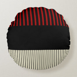 カラーポップ・アートのストライプ – 赤とクリーム ラウンドクッション