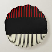 カラーポップ・アートのストライプ – 赤とクリーム ラウンドクッション (裏面)