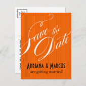 カラーポップ・アートのピンストライプ日付の保存 | オレンジ 案内ポストカード (正面/裏面)