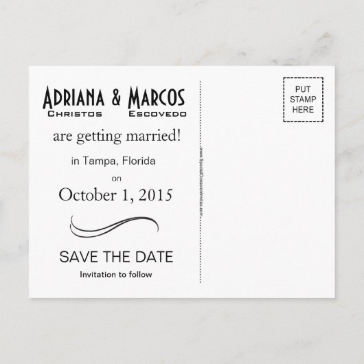 カラーポップ・アートのピンストライプ日付の保存 | オレンジ 案内ポストカード (裏面)