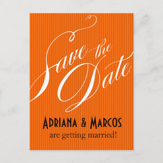 カラーポップ・アートのピンストライプ日付の保存 | オレンジ 案内ポストカード (正面)
