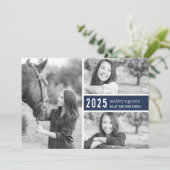 カラーポップ・アートのフォト卒業パーティー招待状 |ネイビー 招待状 (スタンド正面)