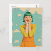 カラーポップ・アートのレトロ衝撃 ポストカード (正面/裏面)