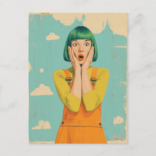 カラーポップ・アートのレトロ衝撃 ポストカード (正面)