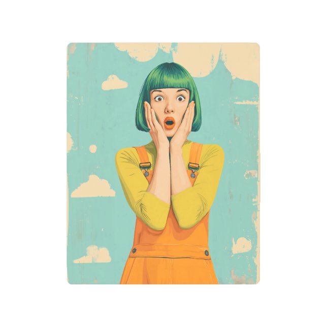 カラーポップ・アートのレトロ衝撃 メタルプリント (正面)