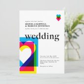 カラーポップ・アートの結婚式招待状カード 招待状 (スタンド正面)