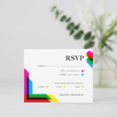 カラーポップ ウェディング RSVP カード (スタンド正面)