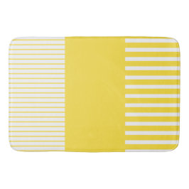カラーポップ ストライプ - レモンイエローと ホワイト バスマット