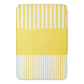 カラーポップ ストライプ - レモンイエローと ホワイト バスマット (正面縦)