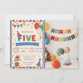 カラーポップ FIVE 誕生日パーティーの写真 招待状 (正面)