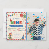 カラーポップNINE 誕生日パーティーの写真 招待状 (正面)