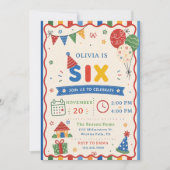 カラーポップSIX 誕生日パーティー 招待状 (正面)