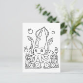 カラーマイジャイアントイカ | キッズアクティビティカード ポストカード (スタンド正面)