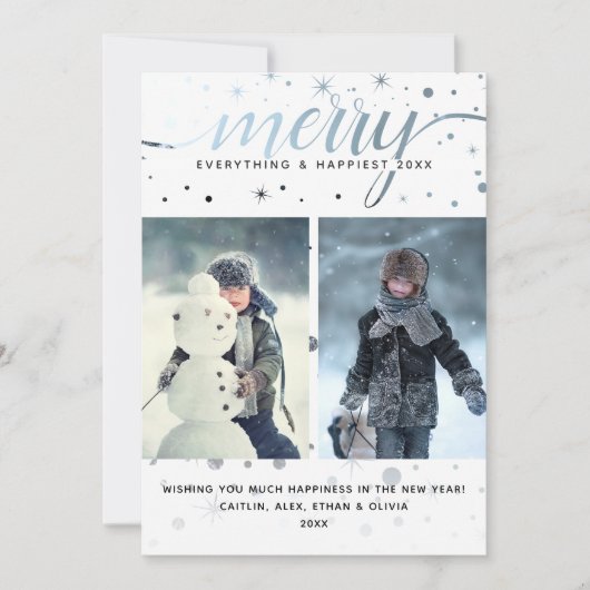 カラーマッチングタイポグラフィのMERRY Everything シーズンカード (正面)