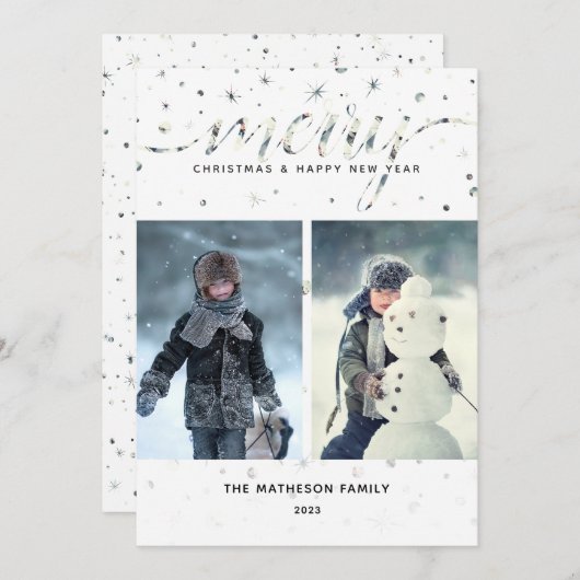 カラーマッチングタイポグラフィ付きメリークリスマス シーズンカード (正面/裏面)