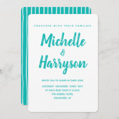 カラーミニマルブルー結婚式招待状 招待状 (正面/裏面)