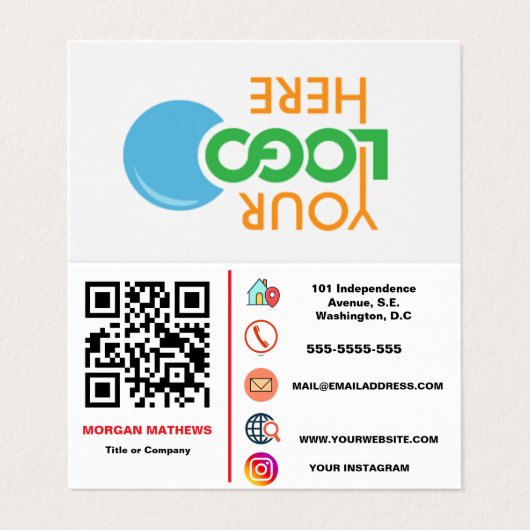 カラーミニマルプロフェッショナル会社ロゴQRコード 名刺 (外部フラット)