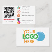 カラーミニマルプロフェッショナル会社ロゴQRコード 名刺 (正面/裏面)