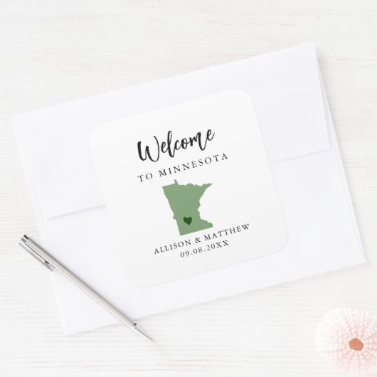 カラーミネソタ結婚のウェルカムバッグまたはボックス スクエアシール (封筒)