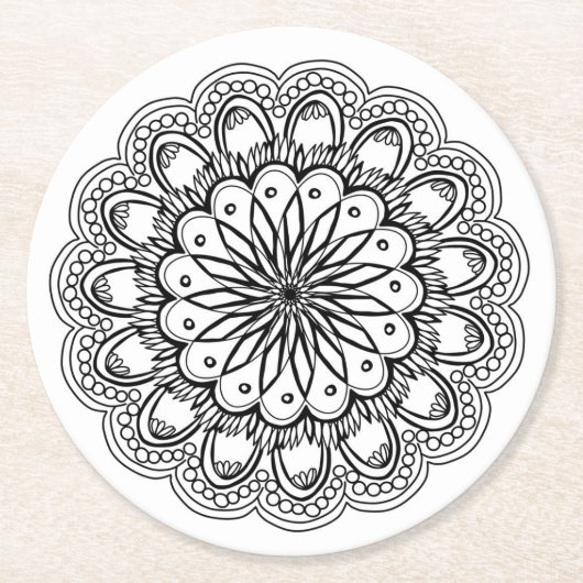 カラーミーインディアンフラワーコースター ラウンドペーパーコースター (正面)