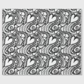 カラーミーハートドードルラッピング紙 ラッピングペーパー (フラット)