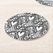 カラーミーハートドードルcoaster ラウンドペーパーコースター (アングル)