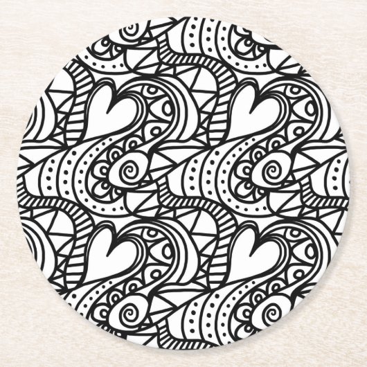 カラーミーハートドードルcoaster ラウンドペーパーコースター (正面)