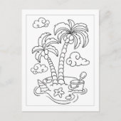 カラーミーパームツリーズアットビーチ |アクティビティカード ポストカード (正面)