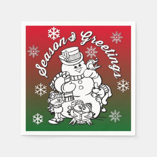 カラーミー雪だるま&フレンズChristmas Napkins スタンダードカクテルナプキン (正面)