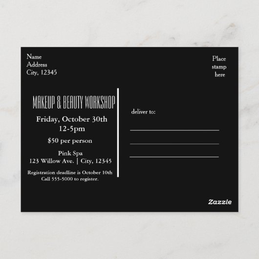 カラーメイクアップアーティスト美しいイベント ポストカード (裏面)