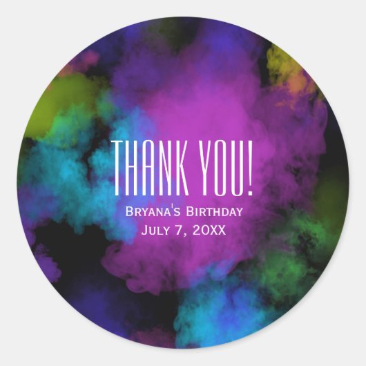 カラーメイクアップ美しい誕生日パーティーのお願い ラウンドシール (正面)