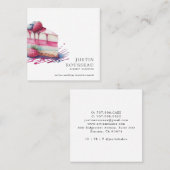 カラーモダンウォーターカラーデザートベーカー菓子シェフ スクエア名刺 (正面/裏面)