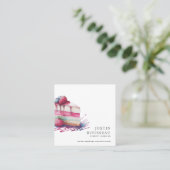 カラーモダンウォーターカラーデザートベーカー菓子シェフ スクエア名刺 (スタンド正面)