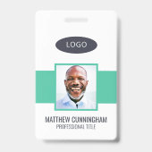 カラーモダンカスタムロゴ従業員名バーコード バッジ (正面)