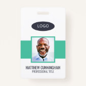 カラーモダンカスタムロゴ従業員名バーコード バッジ (正面)