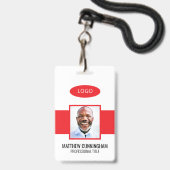 カラーモダンカスタムロゴ従業員名バーコード バッジ (Front with Lanyard)